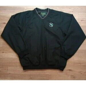 VTG Fairway Bright Leaf Golf Resort Sweatshirt Mens Medium Black V Neck Pullover